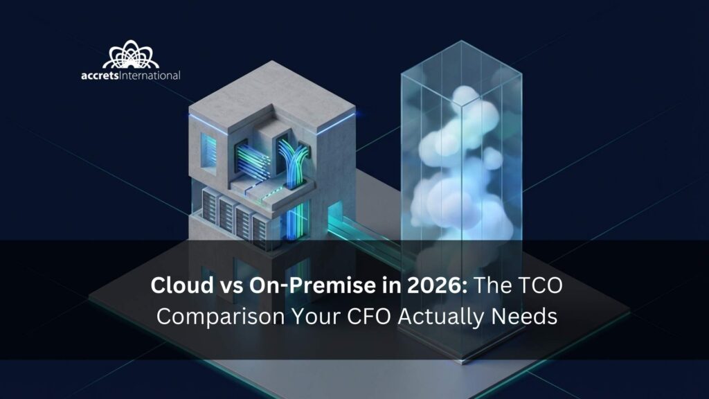 Infographic comparing cloud vs on-premise infrastructure showing key differences in ownership, control, and responsibility for enterprise IT decisions